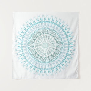 Tenture Murale Turquoise Mandala Blanc