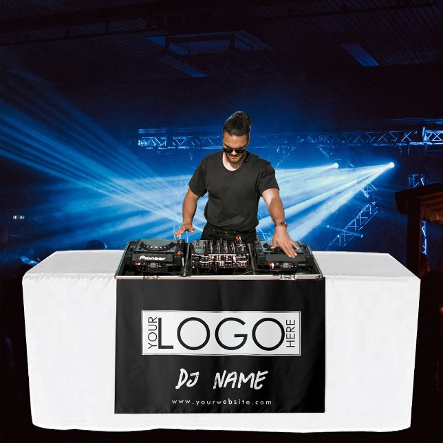 Tenture Music DJ Business Logo Modern Table Runner Bannièr (Music DJ Business Logo Modern Table Runner Banner Tapestry)