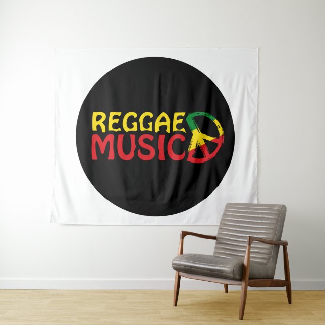 Tenture Musique reggae - model2b-circle-black (En situation (horizontale))