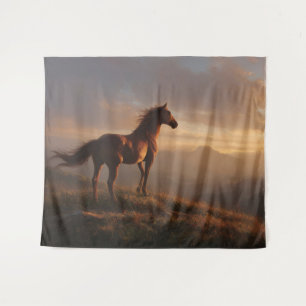 Tenture Mustang sauvage à regarder le coucher du soleil