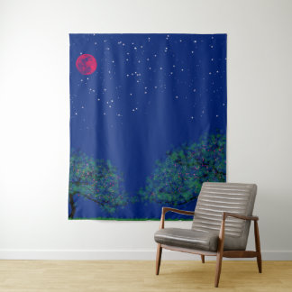 Tenture Mystical Starry Night Landscape