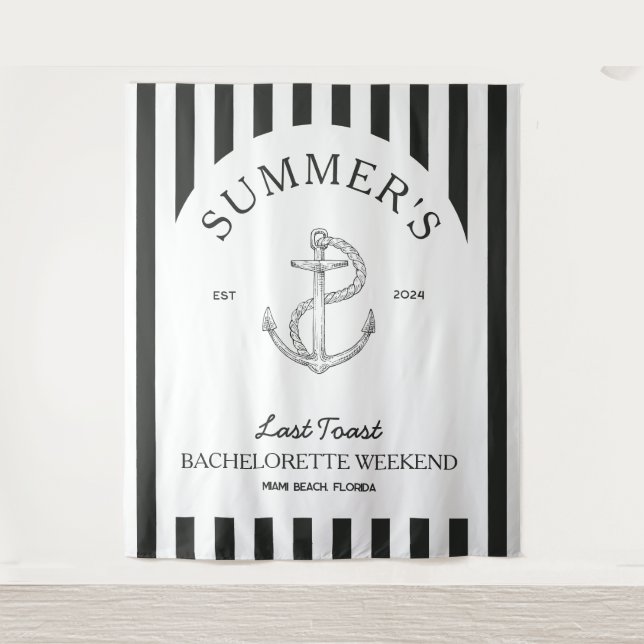 Tenture Nautical Anchor Modern black Bachelorette Party (Devant)