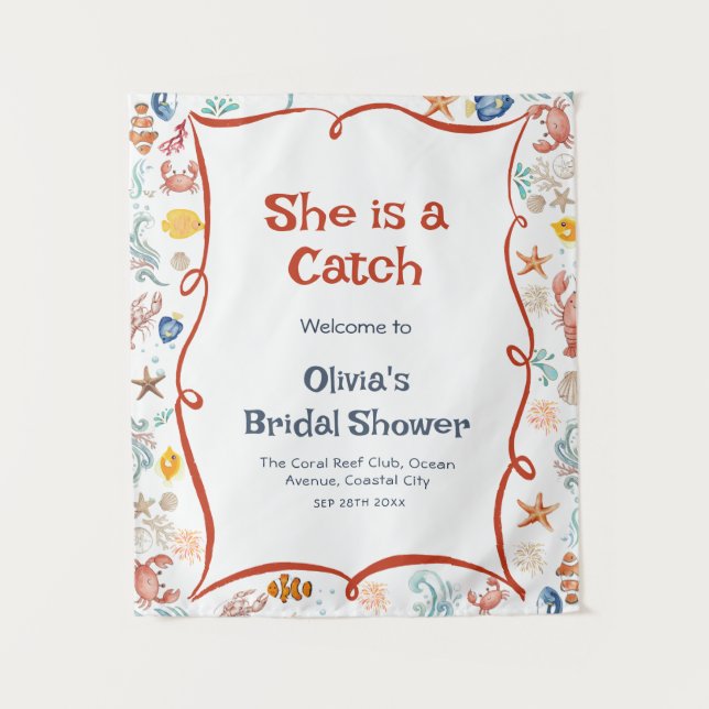 Tenture Nautical Bridal Shower Welcome Backdrop Tapestry (Devant)