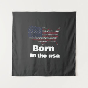 Tenture Né aux États-Unis Carte du drapeau américain T-Shi