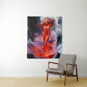 Tenture "Né de l'enfer" - Portrait de femme volcanique