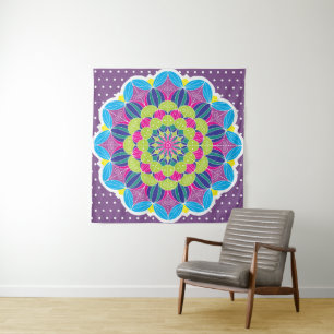Tenture Neons brillants et modernes Mandala & Dots