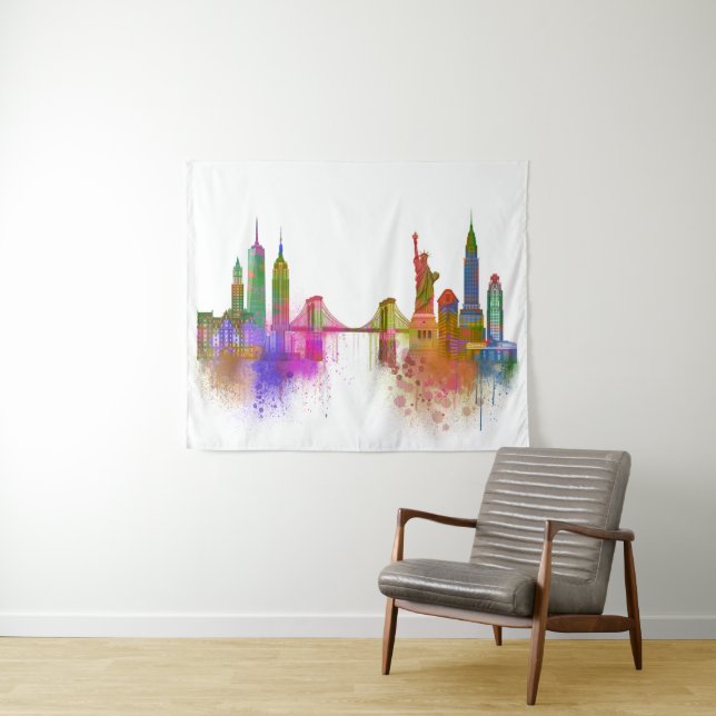 Tenture New York Skyline - Arc en ciel (En situation (horizontale))