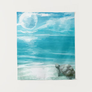 Tenture Nidification de tortue marine à l'aquarelle