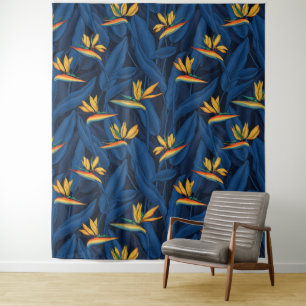 Tenture Night bird of Paradise garden 2