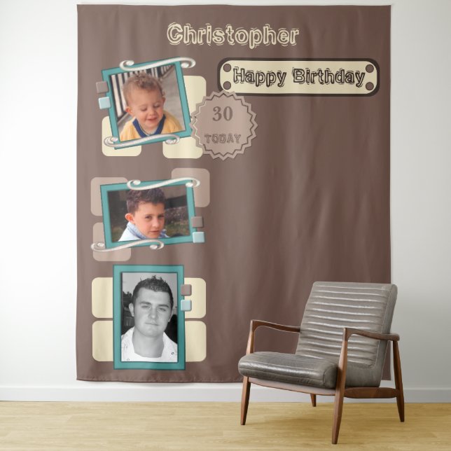 Tenture N'importe quel âge photos 30e fête marron arrière- (En situation)