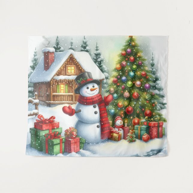 Tenture Noël des Snowmans (Devant (Horizontal))