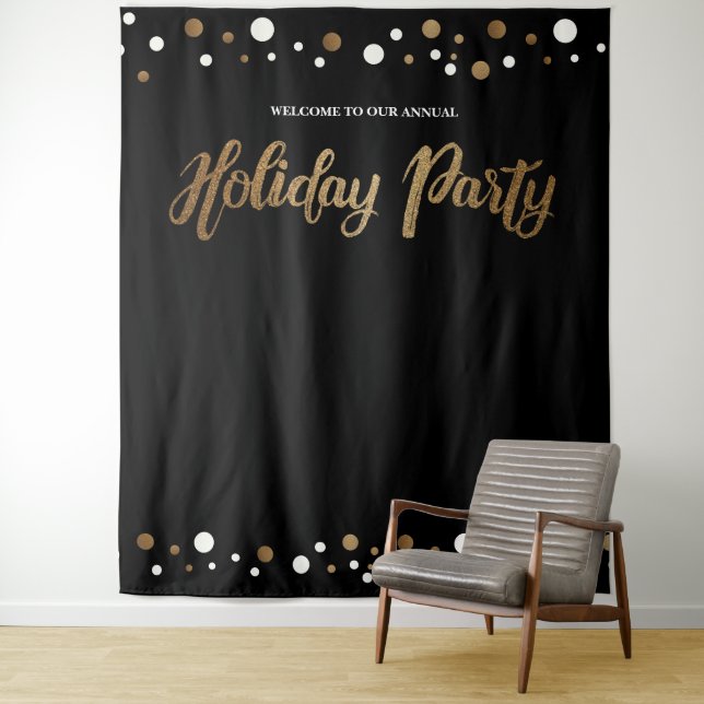 Tenture Noël Fête Entreprise Gold arrière (En situation)