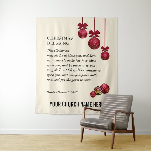 Tenture Noël QUE LE SEIGNEUR VOUS AIME L'Église (En situation)