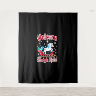 Tenture Noël Unicornes Sleigh Ride Joyeux Noël San