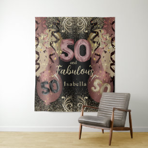 Tenture Noir et or rose Paillettes 50e Anniversaire
