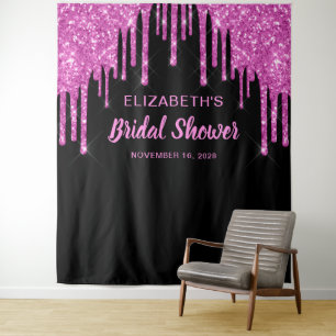 Tenture Noir Personnalisé Paillettes Rose Chaud Lavage de
