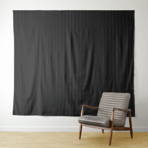 Tenture Noir & Rayures verticales étroites fumées noires