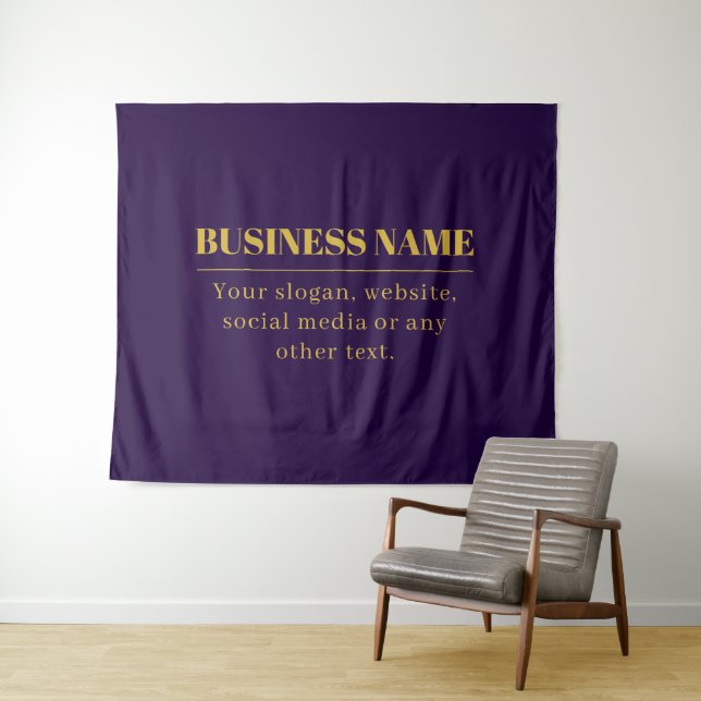 Tenture Nom commercial ou salutation Dark Purple & Gold (En situation (horizontale))