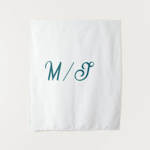 Tenture Nom de couple de mariage monogramme turquoise styl