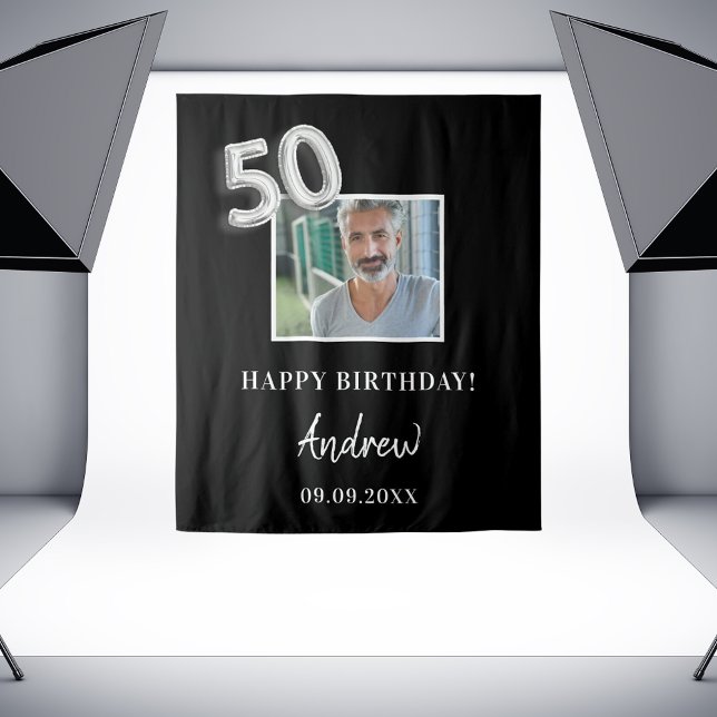 Tenture nom de gars photo noir fête d'anniversaire 50 ans (Créateur téléchargé)