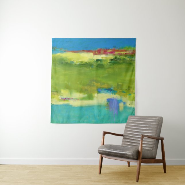 Tenture Notes de champ - Art vert Abstrait (En situation)