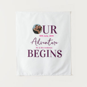 Tenture notre aventure commence photo circulaire couple ma