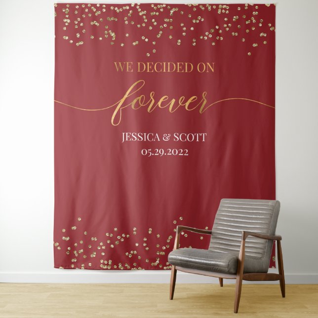 Tenture Nous avons décidé sur Forever Mariage Backdrop (En situation)