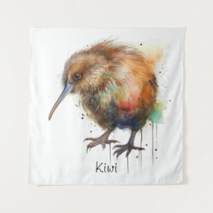 Tenture Nouvelle-Zélande Kiwi aquarelle personnalisable