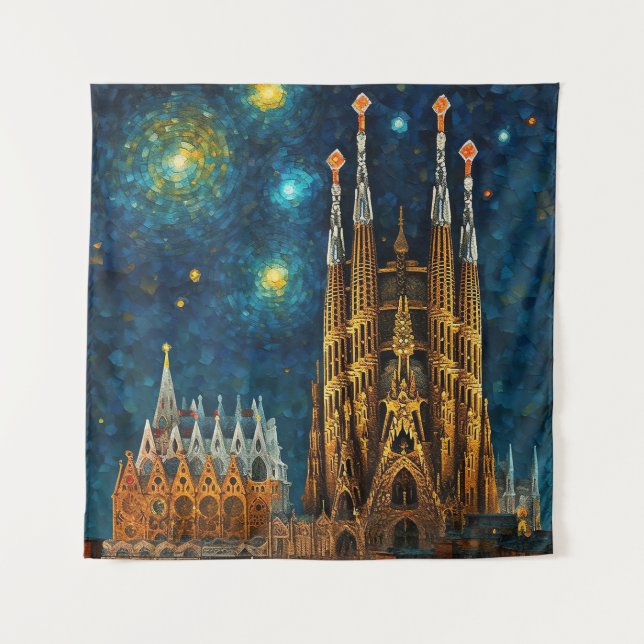 Tenture Nuit Catalan Starry | Gaudí rencontre Van Gogh (Devant)