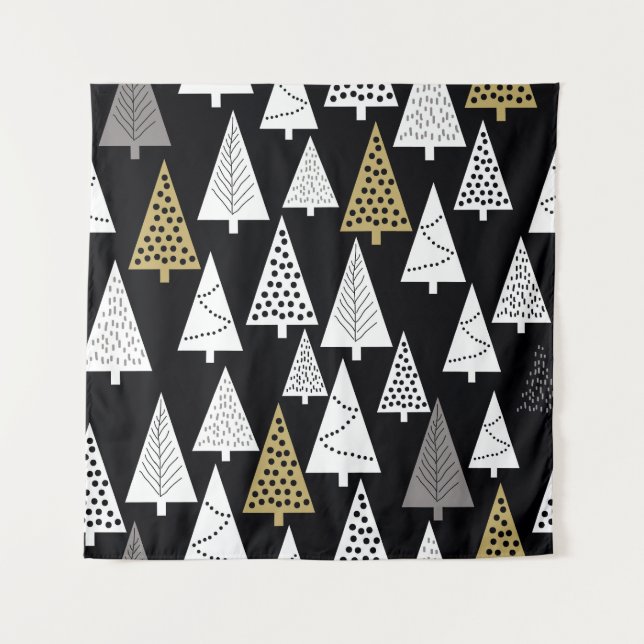 Tenture Nuits d'hiver : Arbres d'or-argent. (Devant)