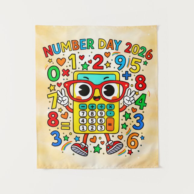 Tenture Number Day 2026 Cute Maths Calculator Poster (Devant)