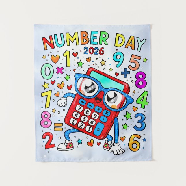 Tenture Number Day 2026 Cute Maths Calculator Poster (Devant)