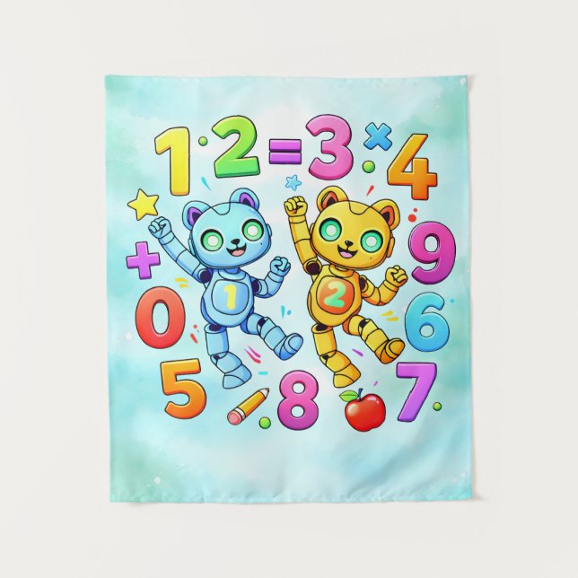 Tenture Number Day Cute Math Animals Design (Devant)