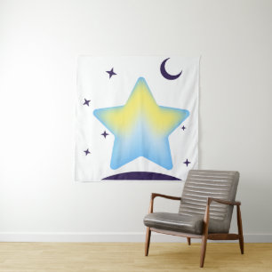 Tenture Nursery Étoilé et Lune Pastel Fantaisiste