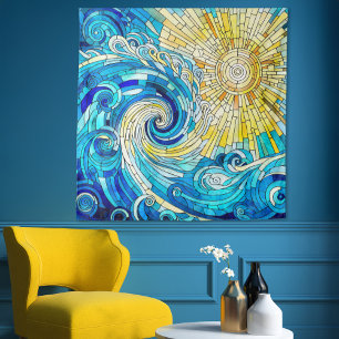 Tenture Ocean Wave Sun mosaïque art