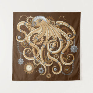 Tenture Octopus Steampunk Surreal Retro Style Machine