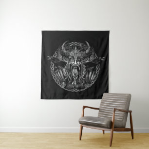 Tenture Odin et ses corbeaux Huginn et Muninn