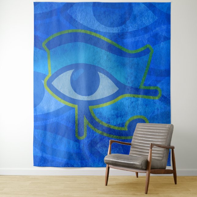 Tenture Œil d'Horus bleu (En situation)