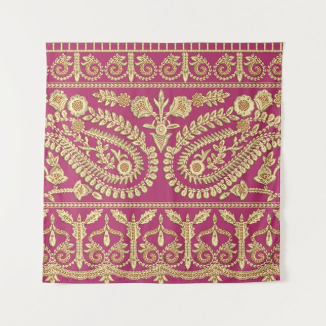 Tenture OEuvre d'art moghol. or antique indien b (Devant)