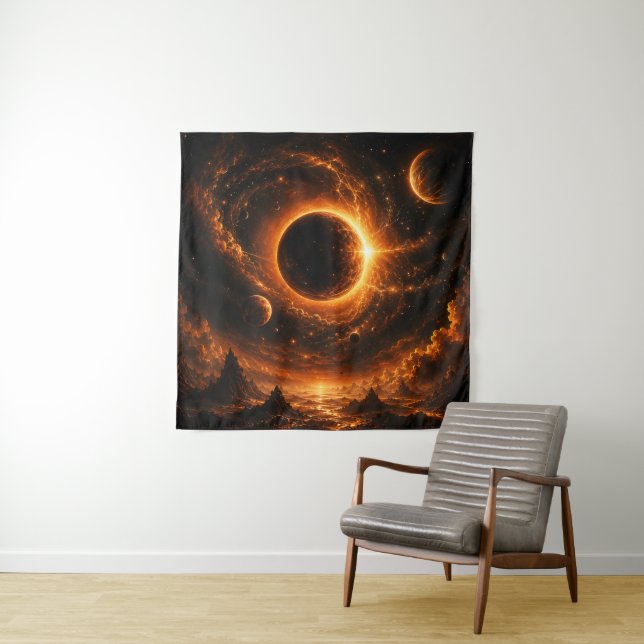 Tenture Œuvre d'art murale Éclipse spatiale, Impression de (En situation)