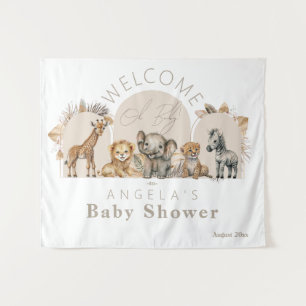 Tenture Oh Baby Safari Animaux Boho Baby shower bienvenue