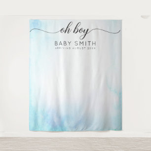 Tenture Oh Boy Blue Bienvenue Baby Shower Toile de Fond