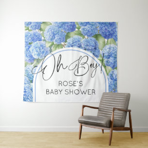Tenture Oh garçon Hydrangea Baby shower de fleurs bleues