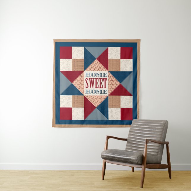 Tenture Ohio Star Quilt Block - Home Sweet Home (En situation)