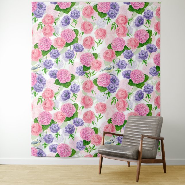 Tenture Oiseau et fleurs (En situation)