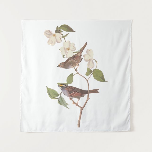 Tenture Oiseaux Audubons à Bruant à Throses Blanches avec  (Devant (Horizontal))