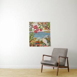 Tenture Oiseaux dans le jardin