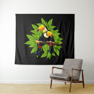 Tenture Oiseaux exotiques noirs