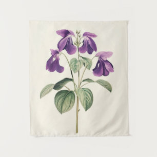 Tenture Oiseaux vintages Pied Violet Botanique Fleurs d'im