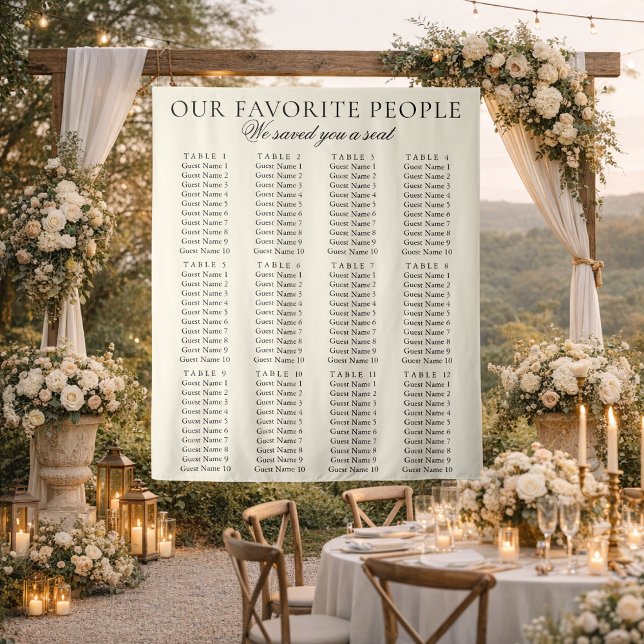 Tenture Old Money Chic Fabric Wedding Seating Chart Sign (Créateur téléchargé)